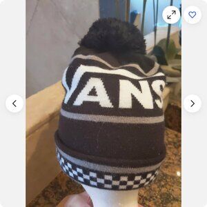 Vans Logo Pom Pom Beanie checkerboard snow hat